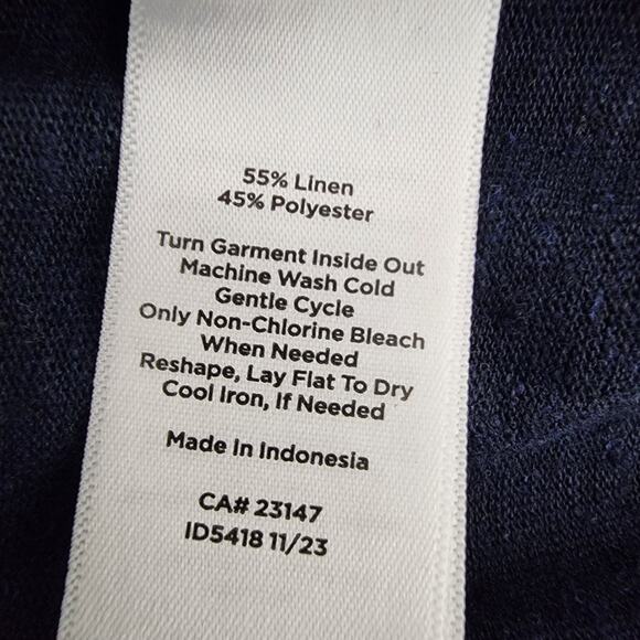 Talbots Womens Cardigan Sweater Medium Blue Linen Blend Long Sleeve Open Front - Picture 9 of 9